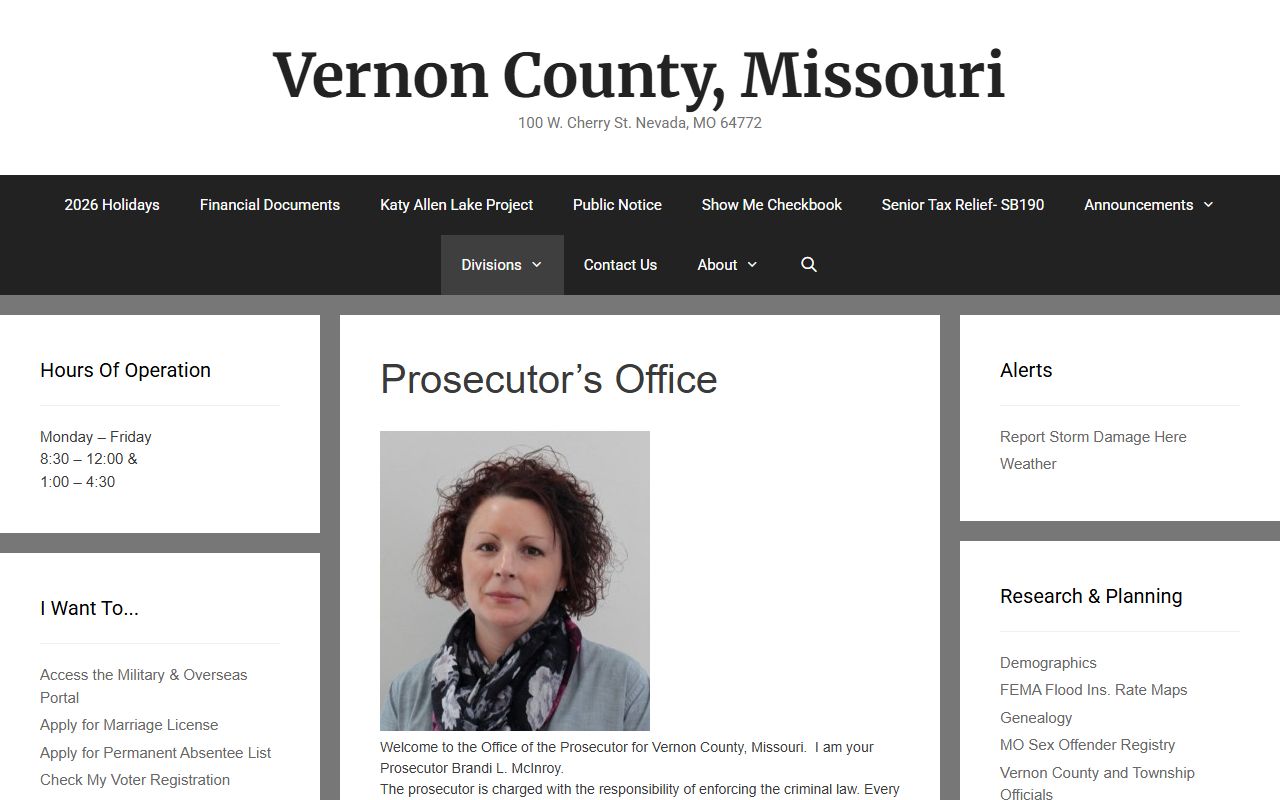 Vernon County court records after arrest prosecutor office page